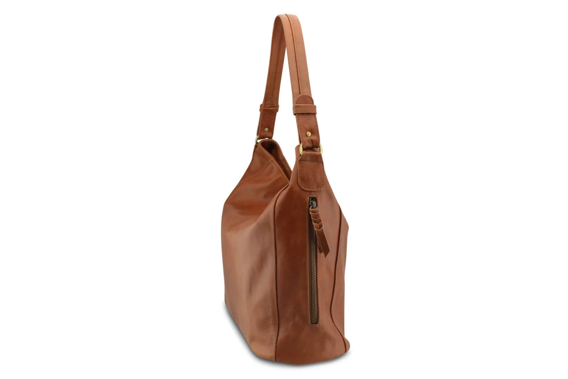 LOLA HOBO LEATHER HANDBAG IN MOCCA
