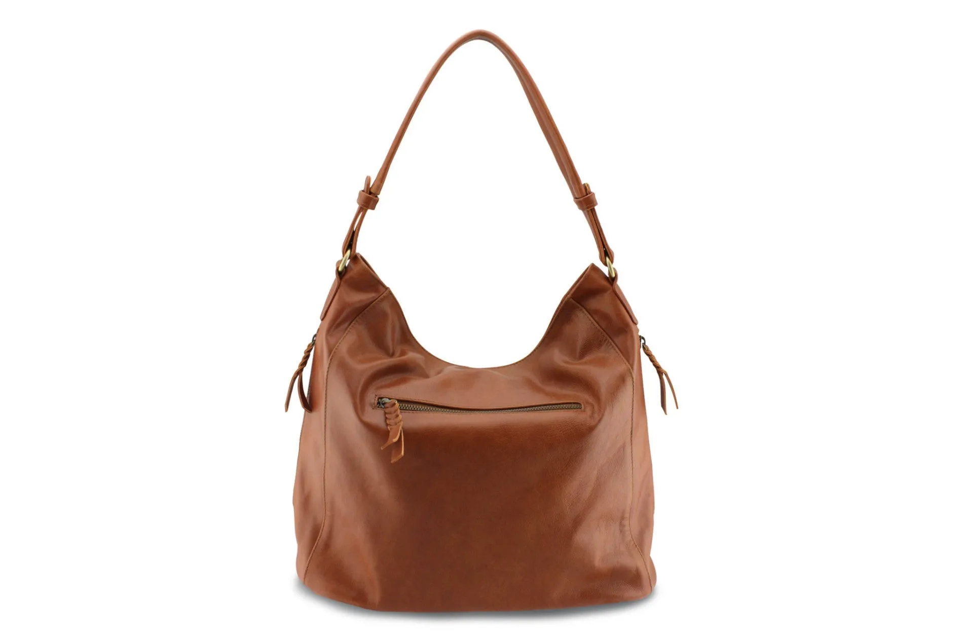 LOLA HOBO LEATHER HANDBAG IN MOCCA