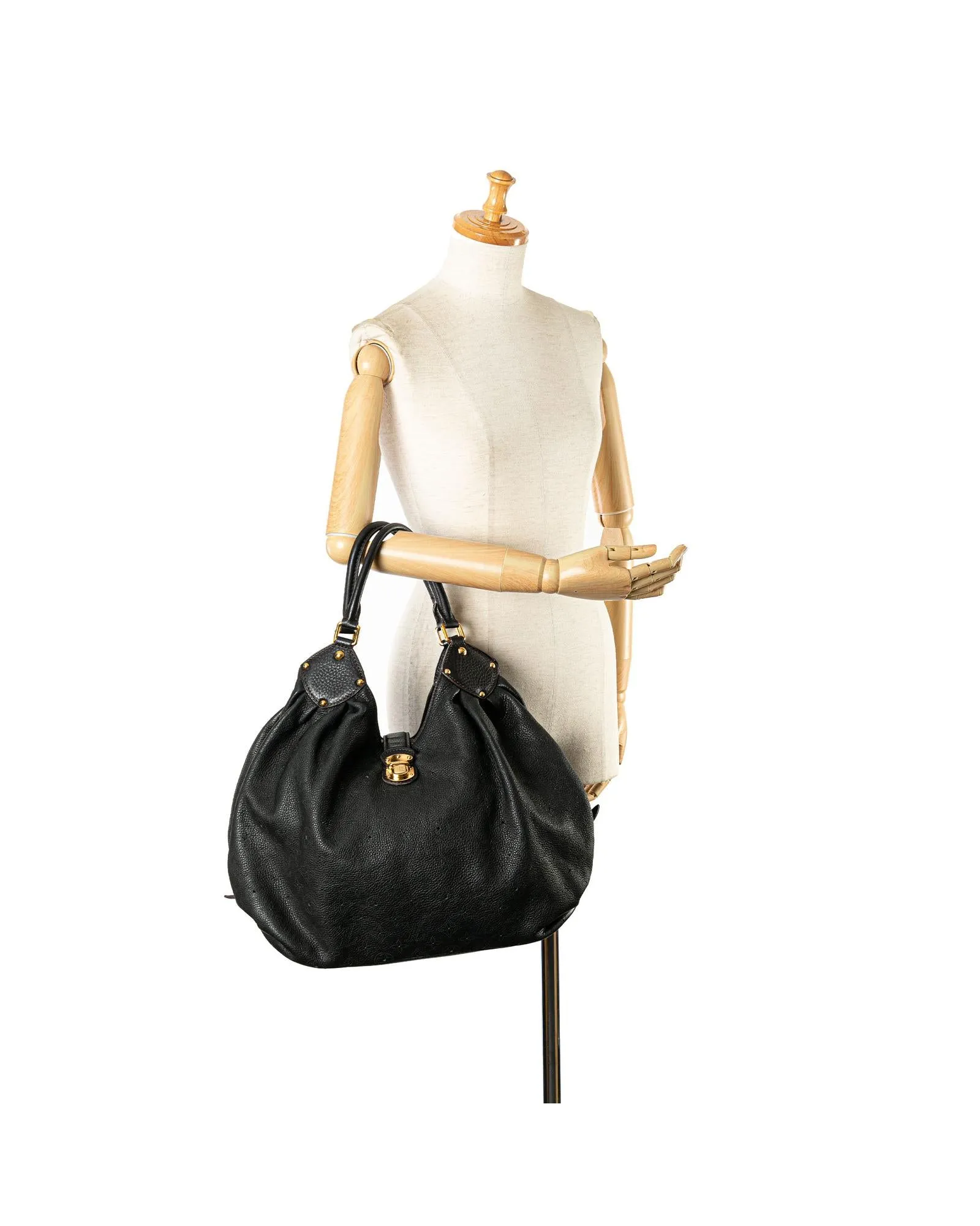 Louis Vuitton Beverly MM Black Leather Hobo Bag