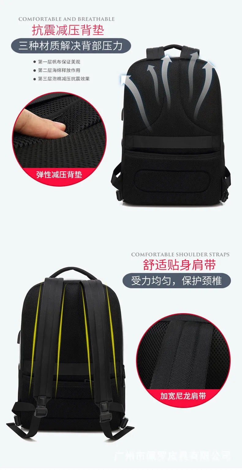 Men's outdoor business waterproof and wear-resistant computer backpack