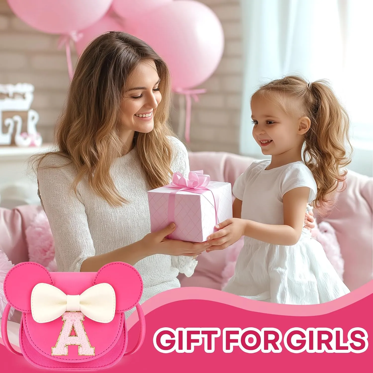 mibasies Toddler Purse Girl Gifts: Little Kids Gifts - Birthday Gifts for Girls 3-8 Mini Mouse Ears Bow Purse Hot Pink M
