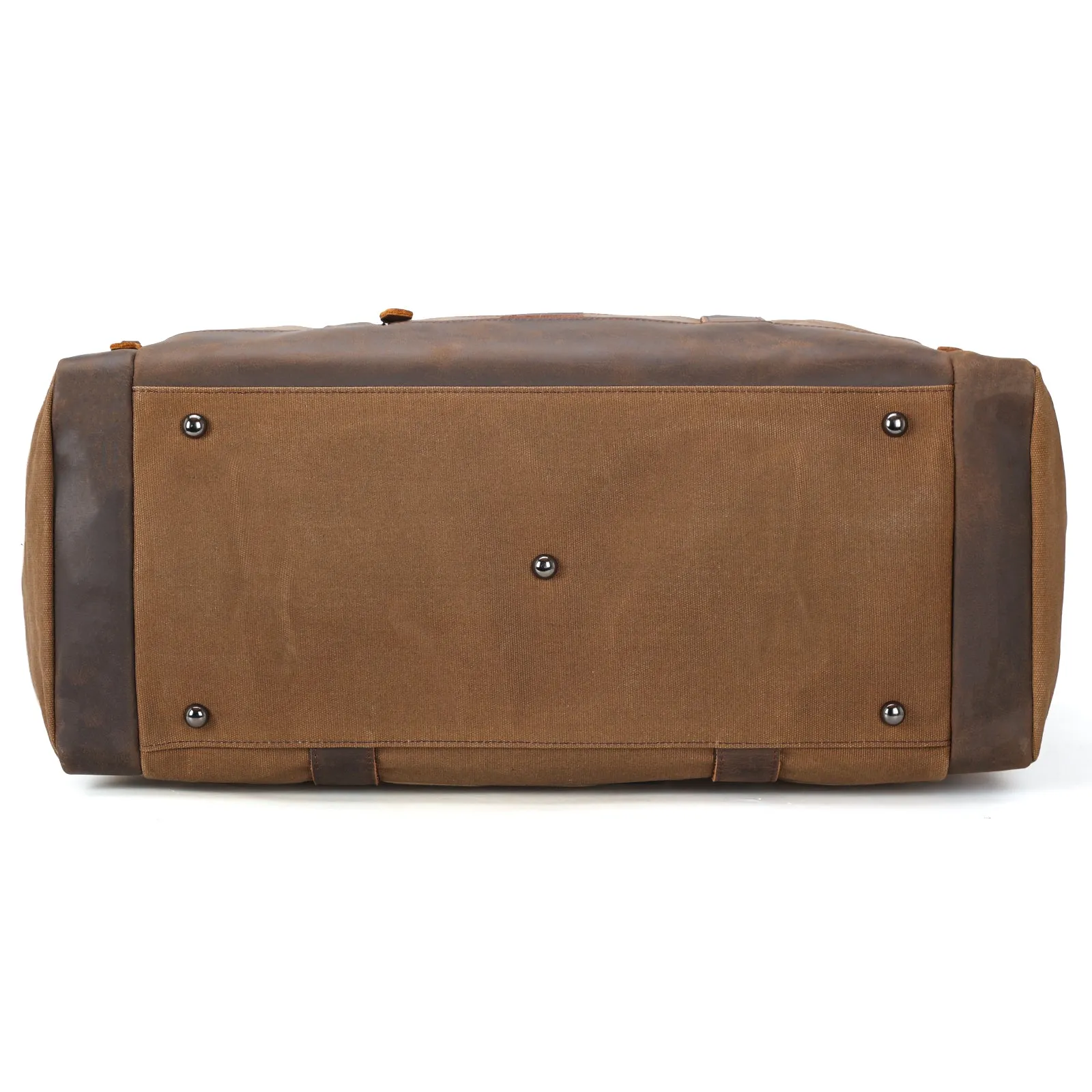 Polare 23" Waxed Canvas Cowhide Leather Travel Duffle Bag For Men 42L Duffel Bag Waterproof Overnight Carry on Luggage Sport Weekender Bag (Brown/Army Green)