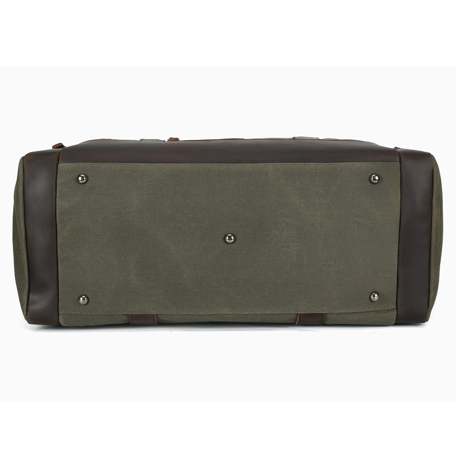 Polare 23" Waxed Canvas Cowhide Leather Travel Duffle Bag For Men 42L Duffel Bag Waterproof Overnight Carry on Luggage Sport Weekender Bag (Brown/Army Green)