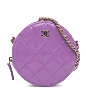 Quilted Patent Leather Crossbody Bag with Chain