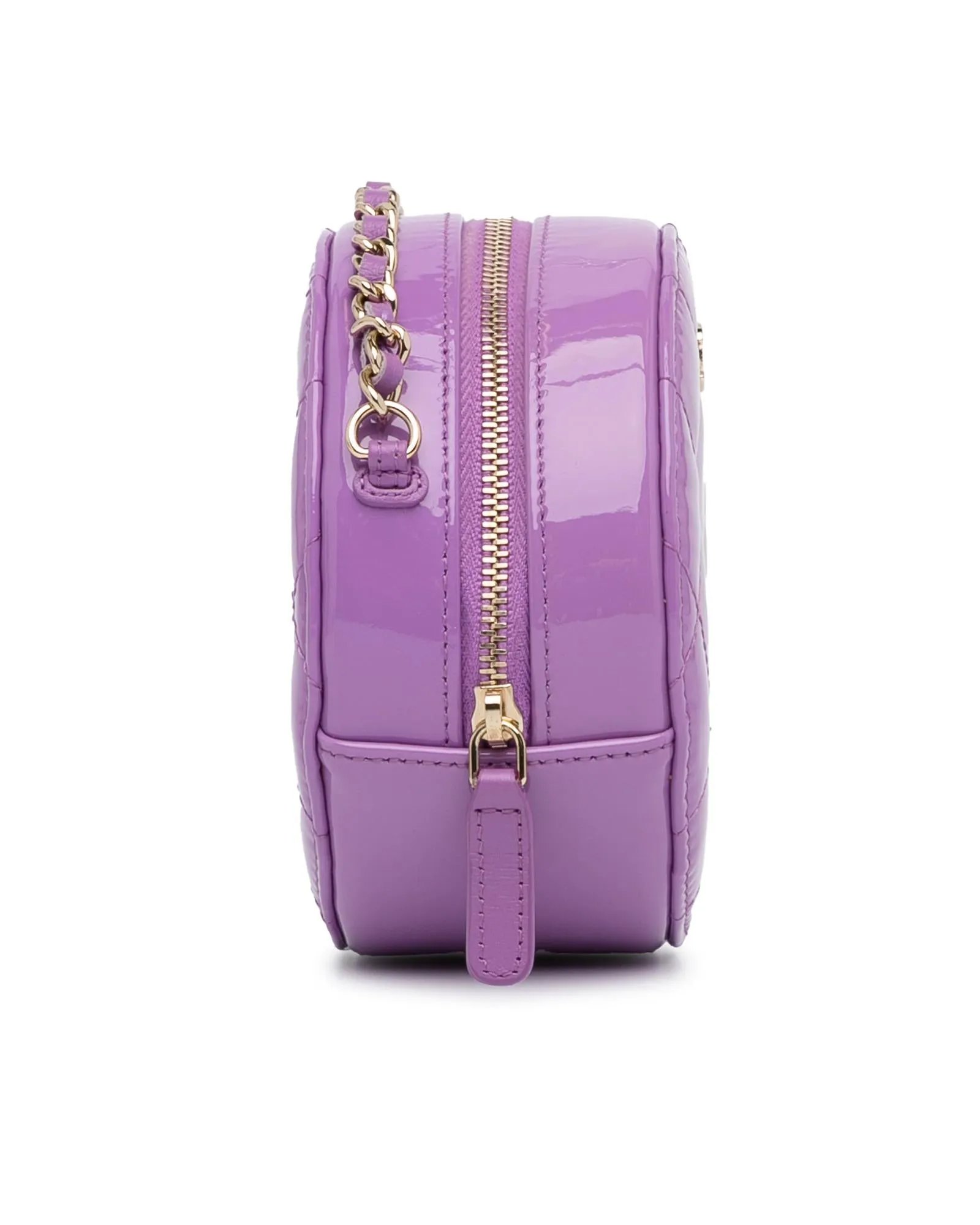 Quilted Patent Leather Crossbody Bag with Chain