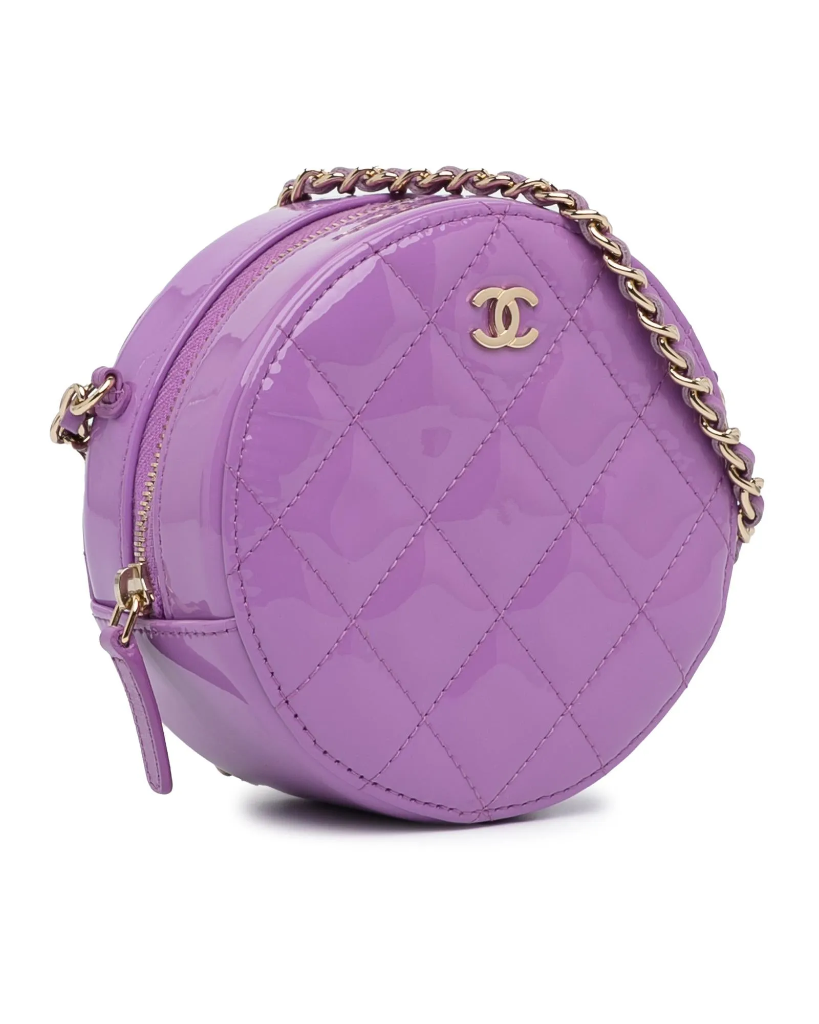 Quilted Patent Leather Crossbody Bag with Chain