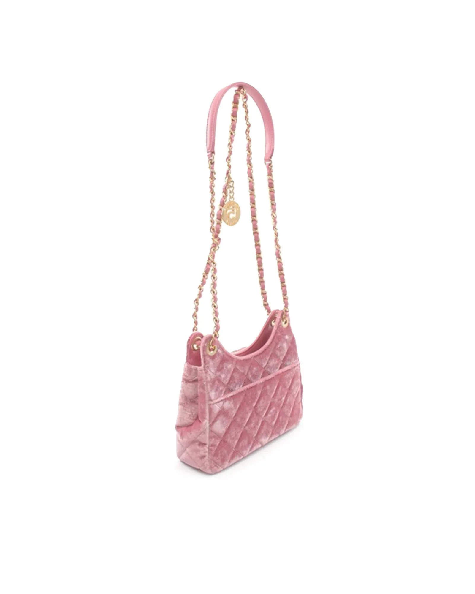 Quilted Velvet Wavy Hobo Bag with Leather Strap and Multiple Pockets