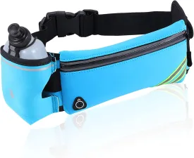 Running Belt Bag with Water Bottle,Waterproof Fanny Pack for Women Kids Men Waist Bag Travel Sports,Runners Pouch Waist Pack Phone Holder for iPhone 16 15 14 13 12 11 Pro Max Xs 16e Xr X Plus