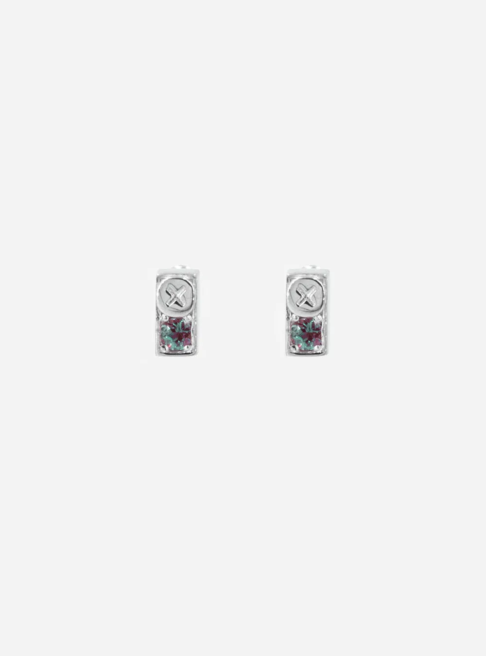 Screwbox colour-changing alexandrite earring