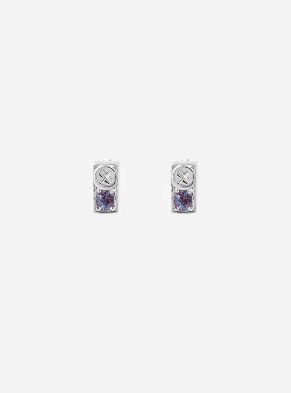 Screwbox colour-changing alexandrite earring