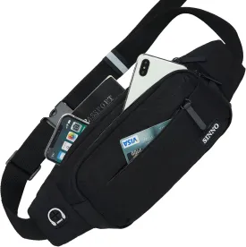 SINNO Large Crossbody Fanny Pack for Women Men Belt Bag With 4-Zipper Pockets for Travel Running Hiking Workout Dog Walking Outdoors Sport Fishing Waist Pack Bag Carrying All Phones