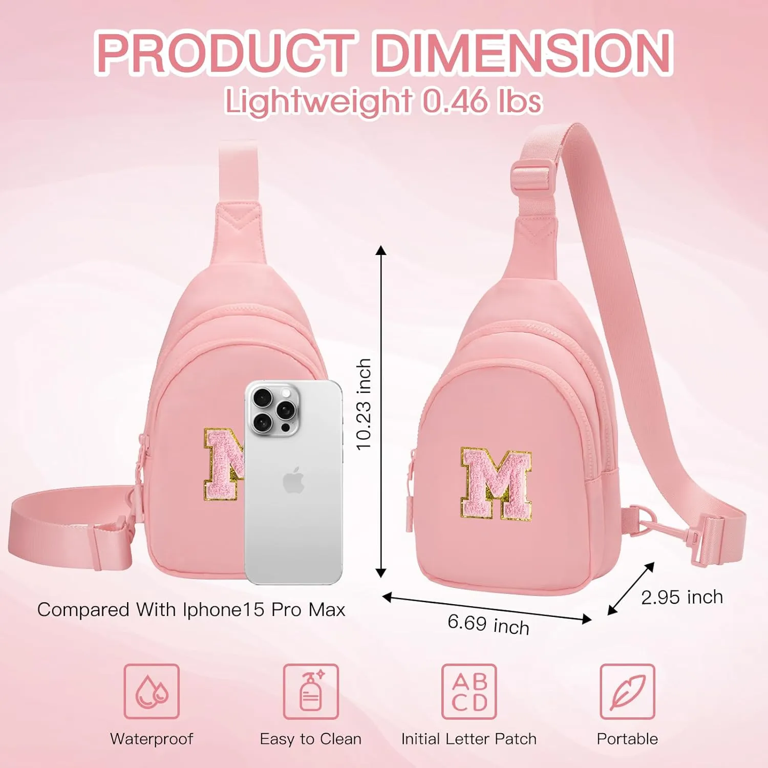 Small Initial Sling Bag for Girls & Women - Cute Crossbody Fanny Pack Gift