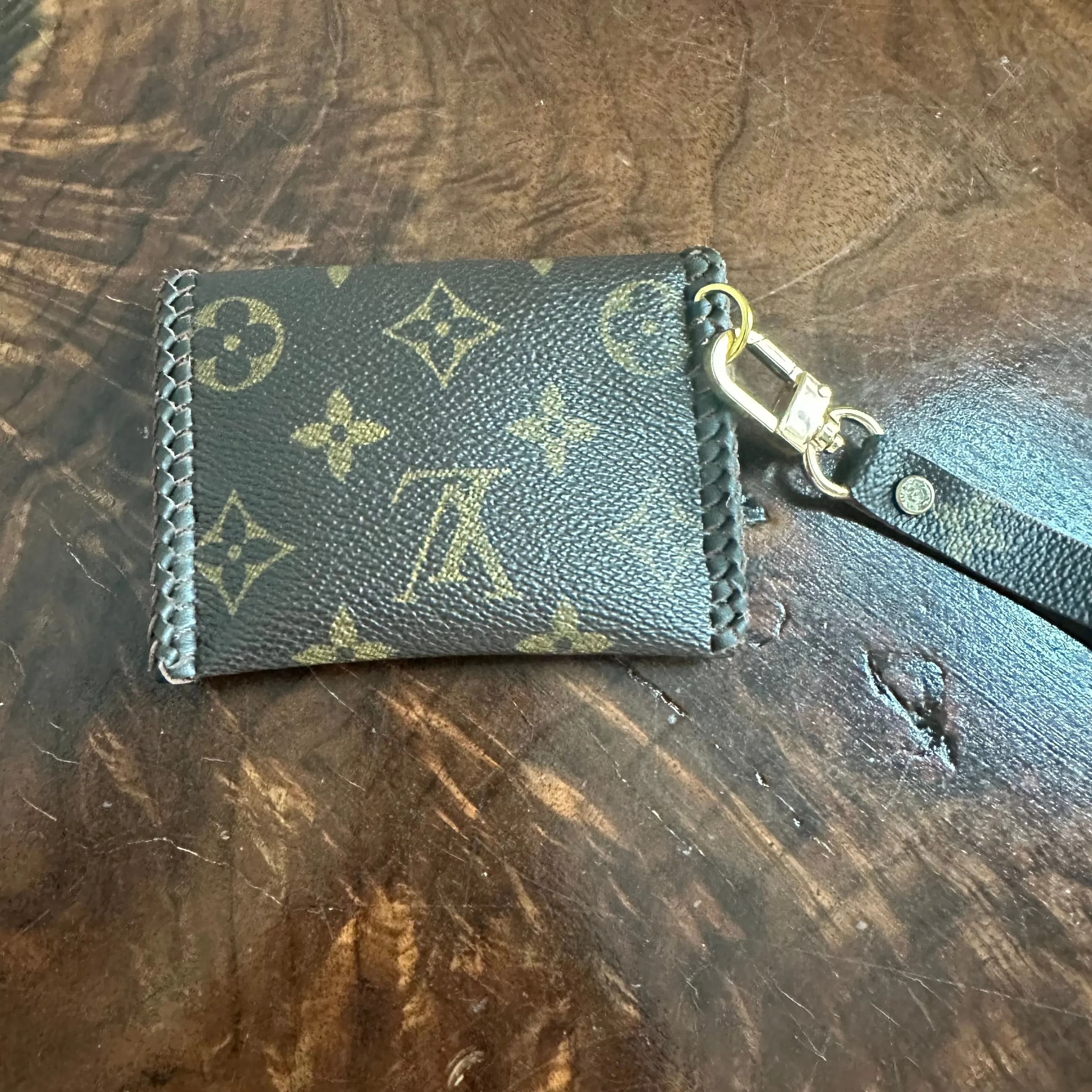 The Cardinal - Monogram Card Holder/Wallet/Wristlet in Chocolate
