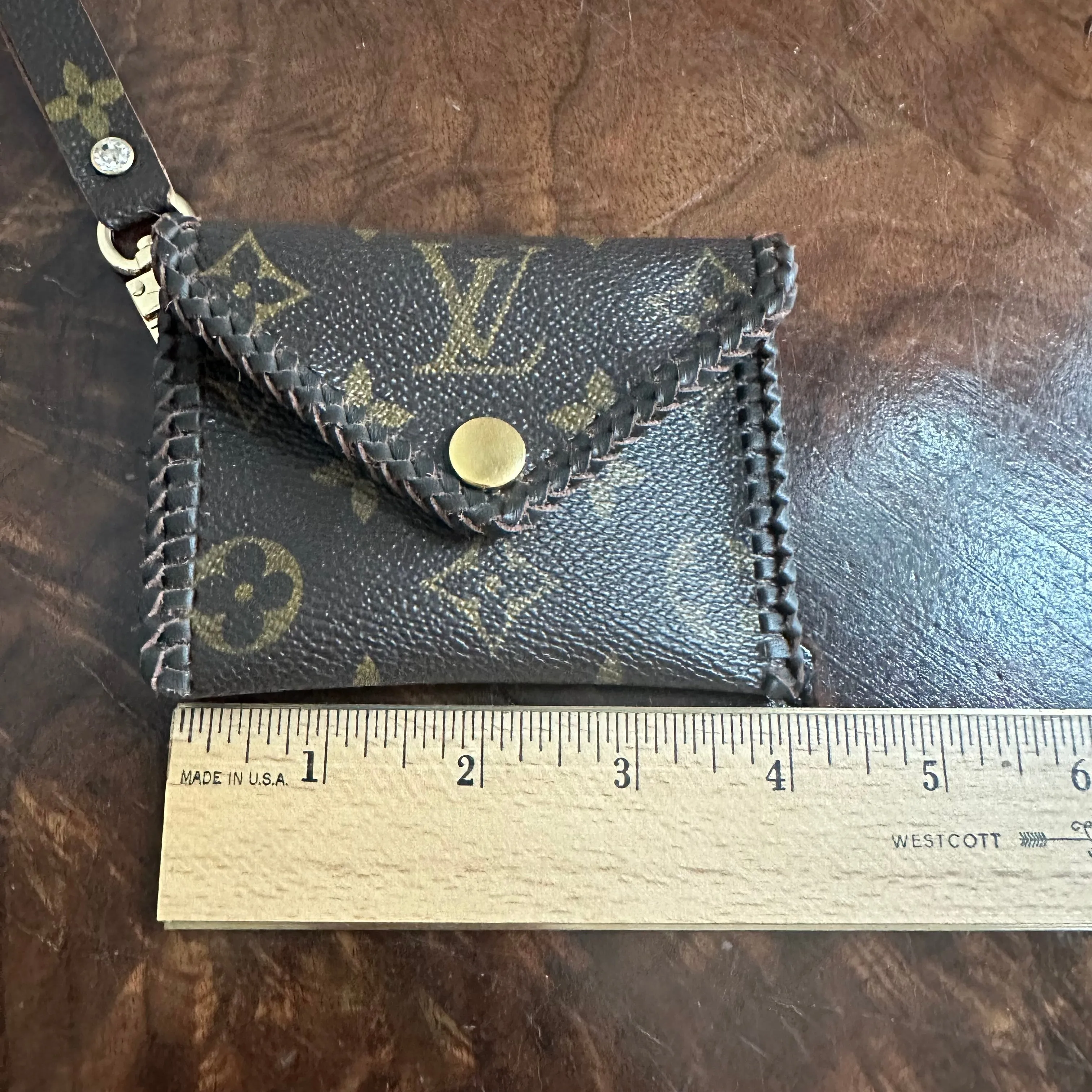 The Cardinal - Monogram Card Holder/Wallet/Wristlet in Chocolate