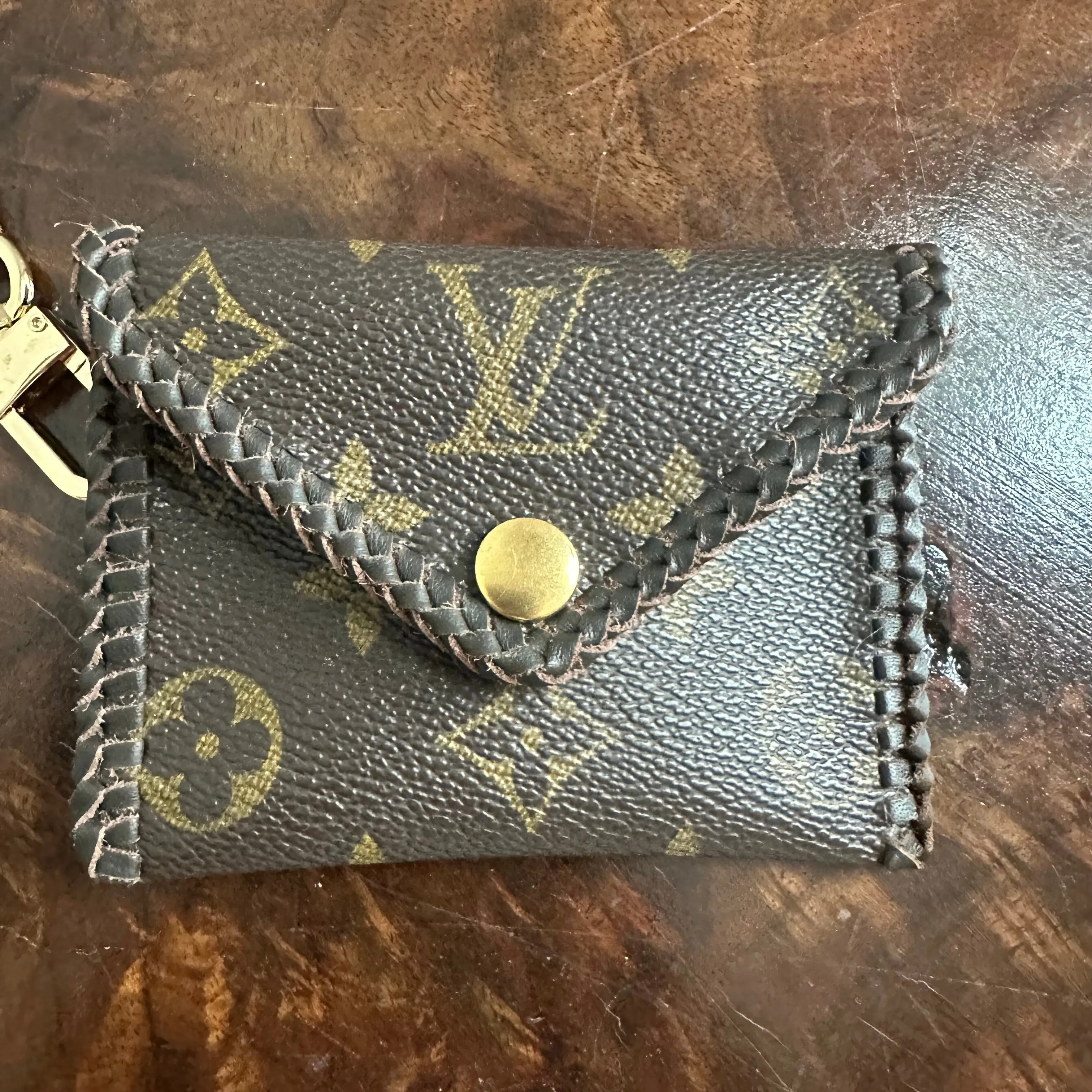 The Cardinal - Monogram Card Holder/Wallet/Wristlet in Chocolate