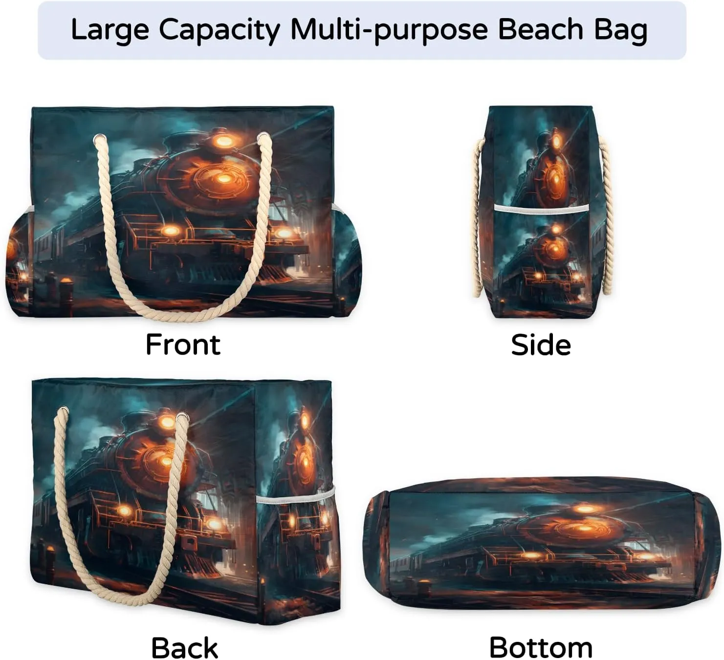 Tote Beach Bag for Women Large Zipper Beach Bags Waterproof Sandproof Gym Swim Pool Travel Bag
