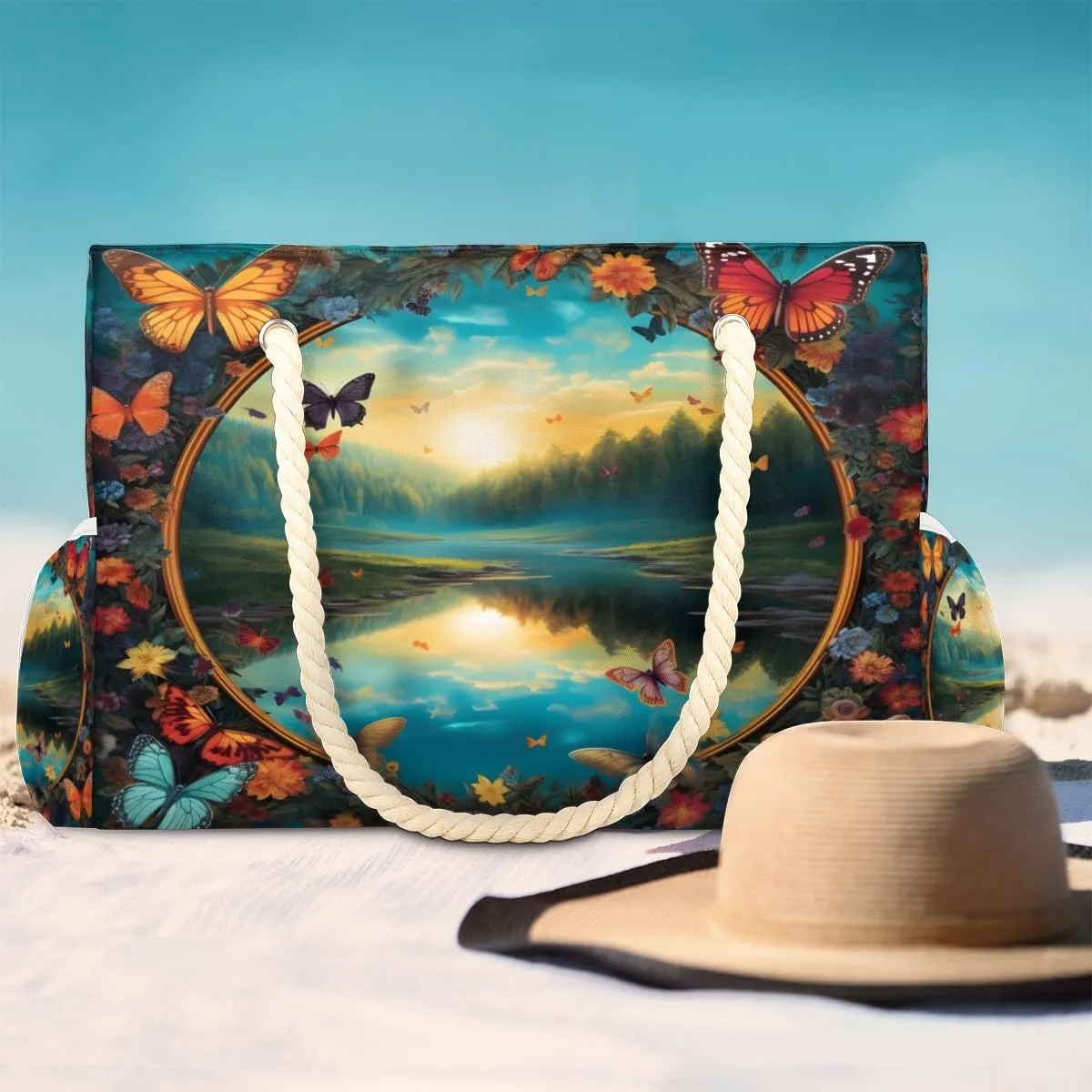 Tote Beach Bag for Women Large Zipper Beach Bags Waterproof Sandproof Gym Swim Pool Travel Bag