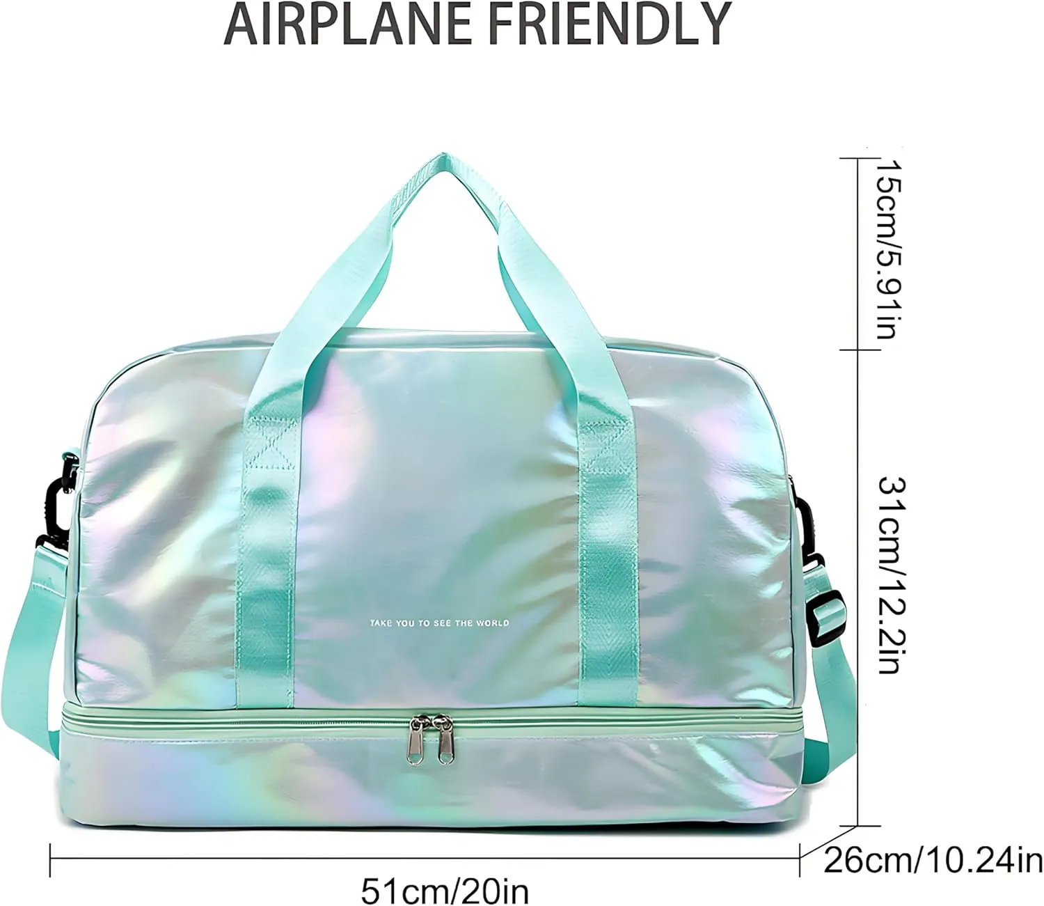 Travel Duffle Bag 50L Quilted Weekender Overnight Bag for Women, Large Carry On Airport Bag with Wet Pocket & Shoe Bag for Travel, Business Trips, Sports