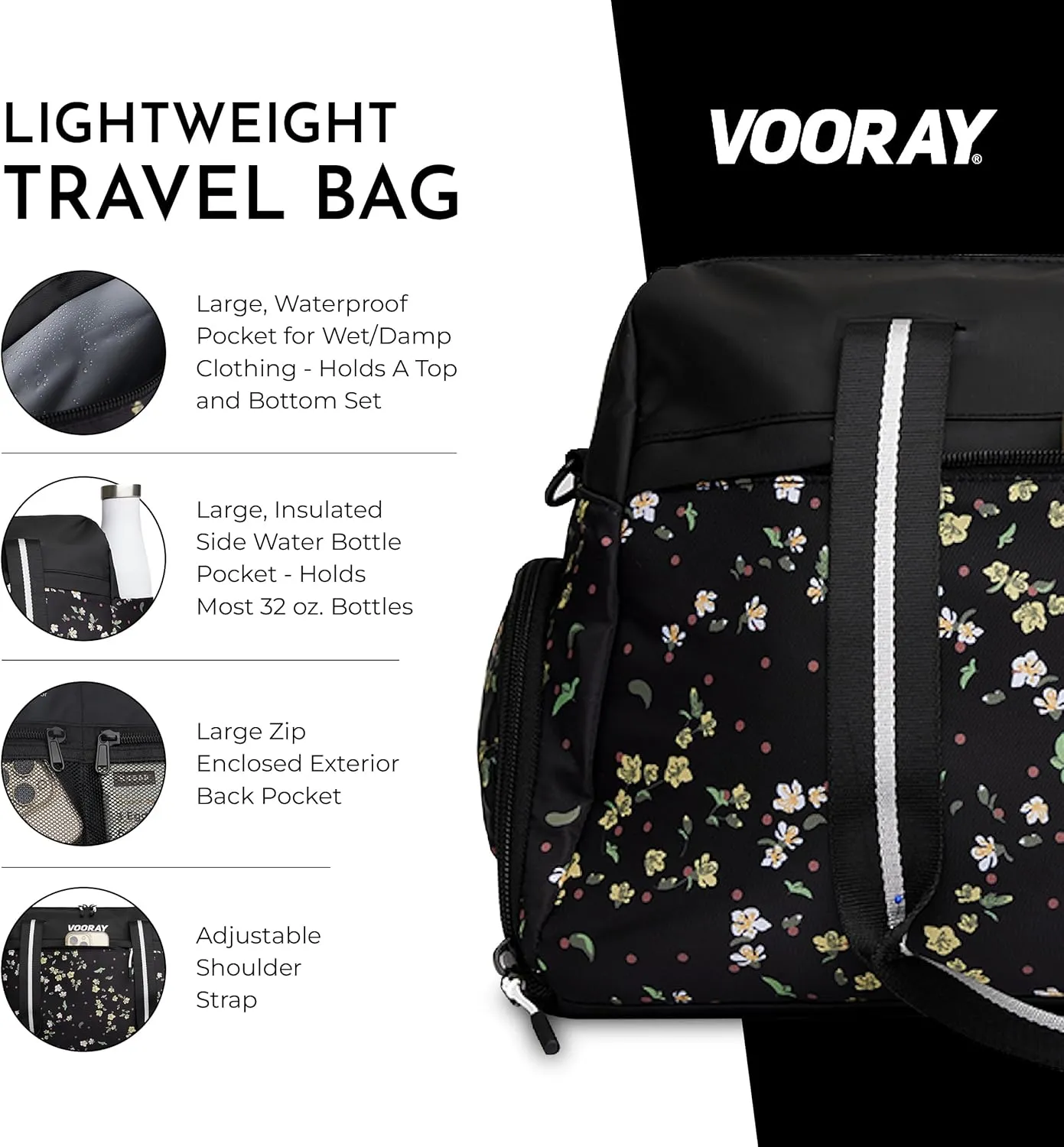 Vooray 25L Trainer Duffel Bag  Lightweight Travel Bag with Shoe Pocket, Ideal for Women and Men, Sports, Gym, Overnight Trips, Football, Traveling, Hospital, and Workouts