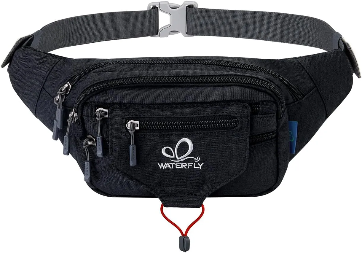 WATERFLY Large Fanny Pack Waist Bag: Multipocket Woman Man Waist Pack Runner Hip Pouch Purse Belt Bag Water Resistant Bum Bag Fit All Phones for Walking Jogging Running Cycling Travelling Hiking
