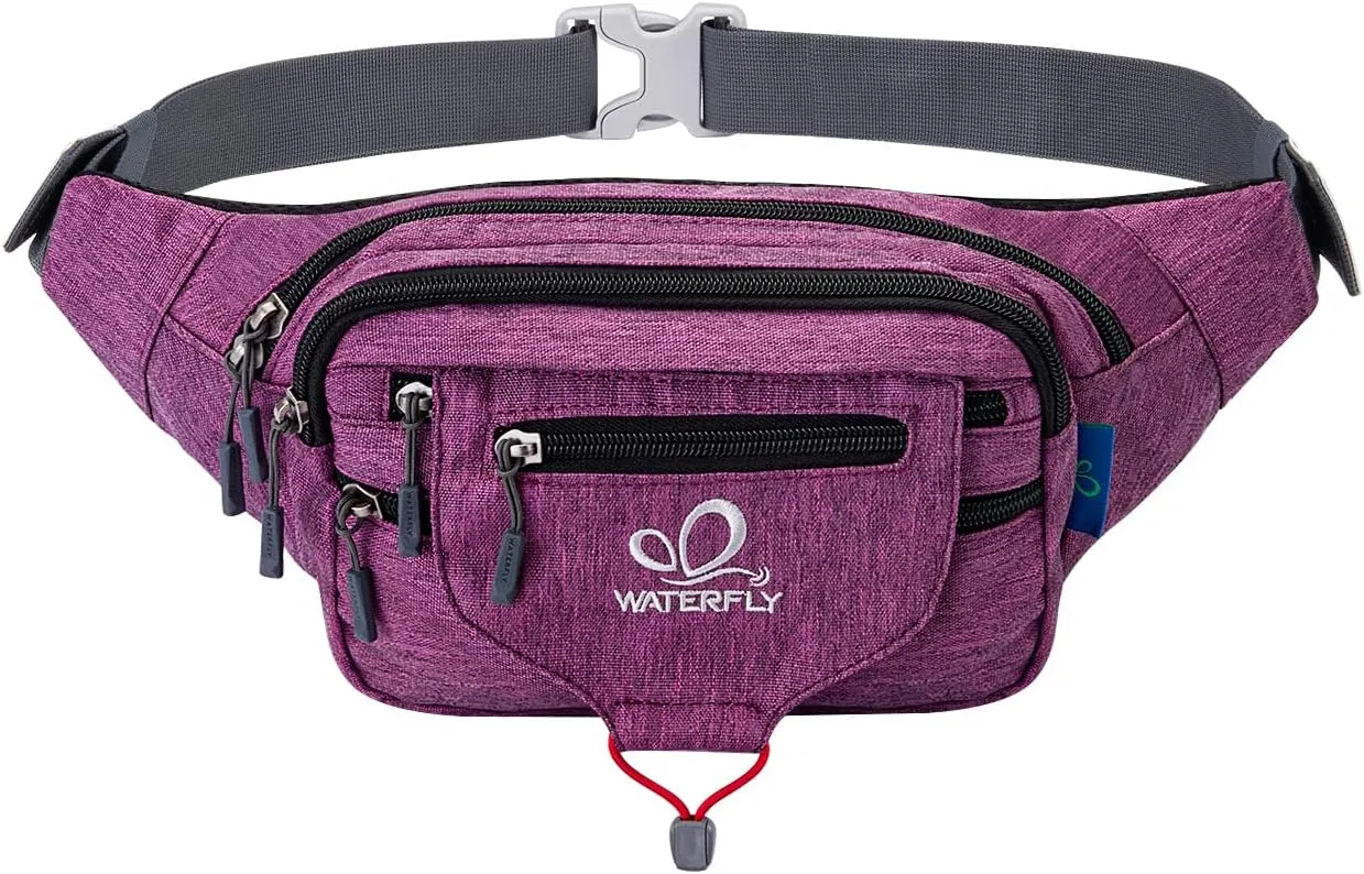 WATERFLY Large Fanny Pack Waist Bag: Multipocket Woman Man Waist Pack Runner Hip Pouch Purse Belt Bag Water Resistant Bum Bag Fit All Phones for Walking Jogging Running Cycling Travelling Hiking