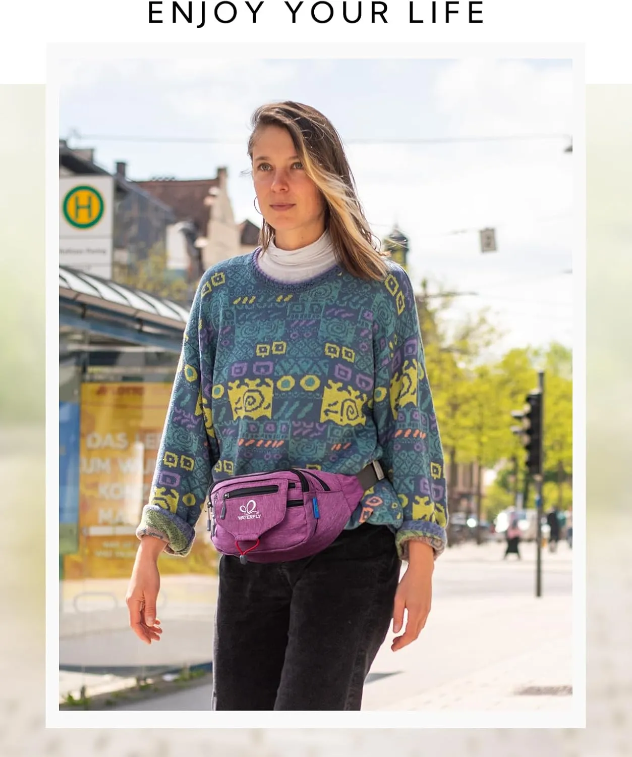 WATERFLY Large Fanny Pack Waist Bag: Multipocket Woman Man Waist Pack Runner Hip Pouch Purse Belt Bag Water Resistant Bum Bag Fit All Phones for Walking Jogging Running Cycling Travelling Hiking