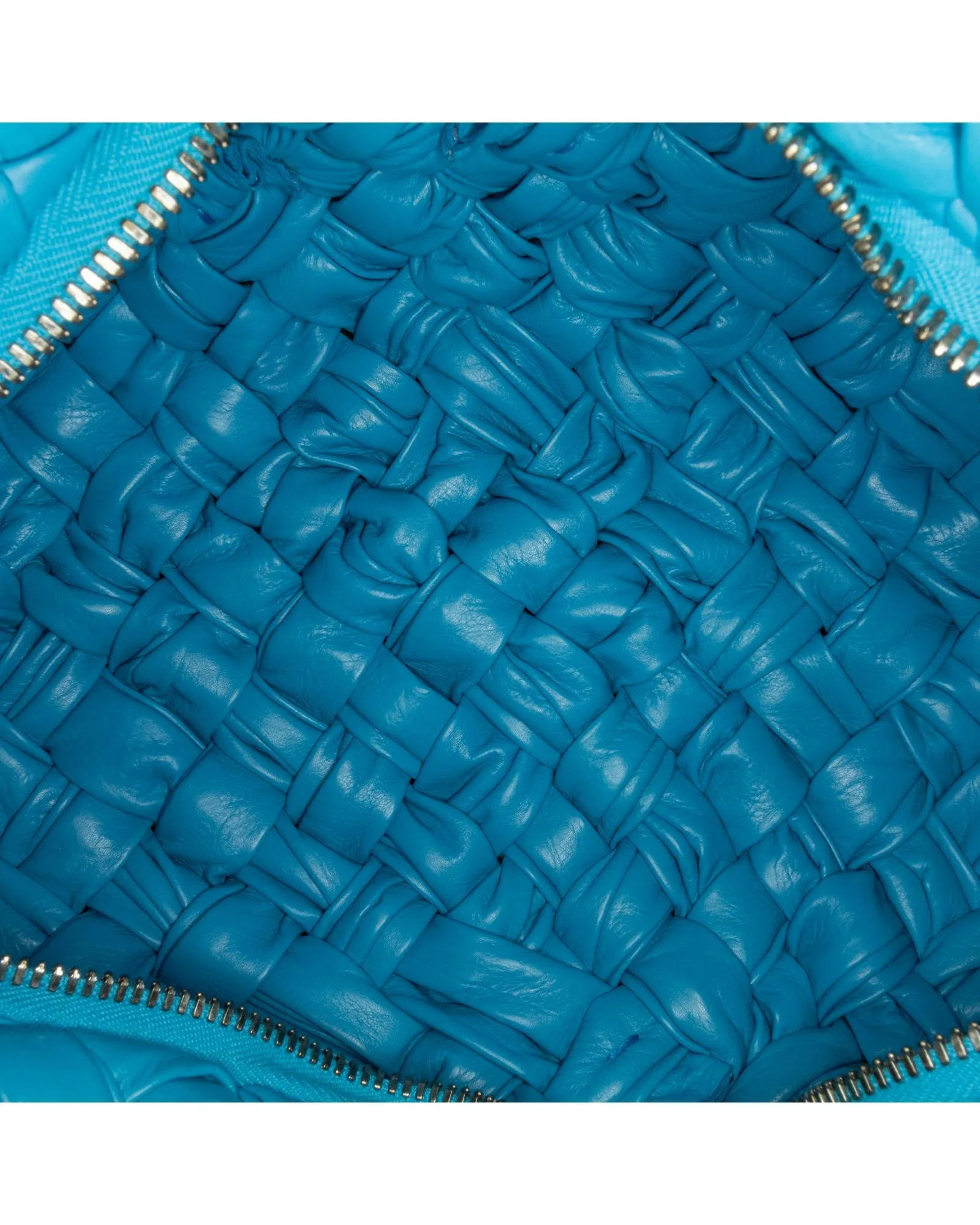 Woven Calfskin Leather Hobo Bag with Top Zip Closure