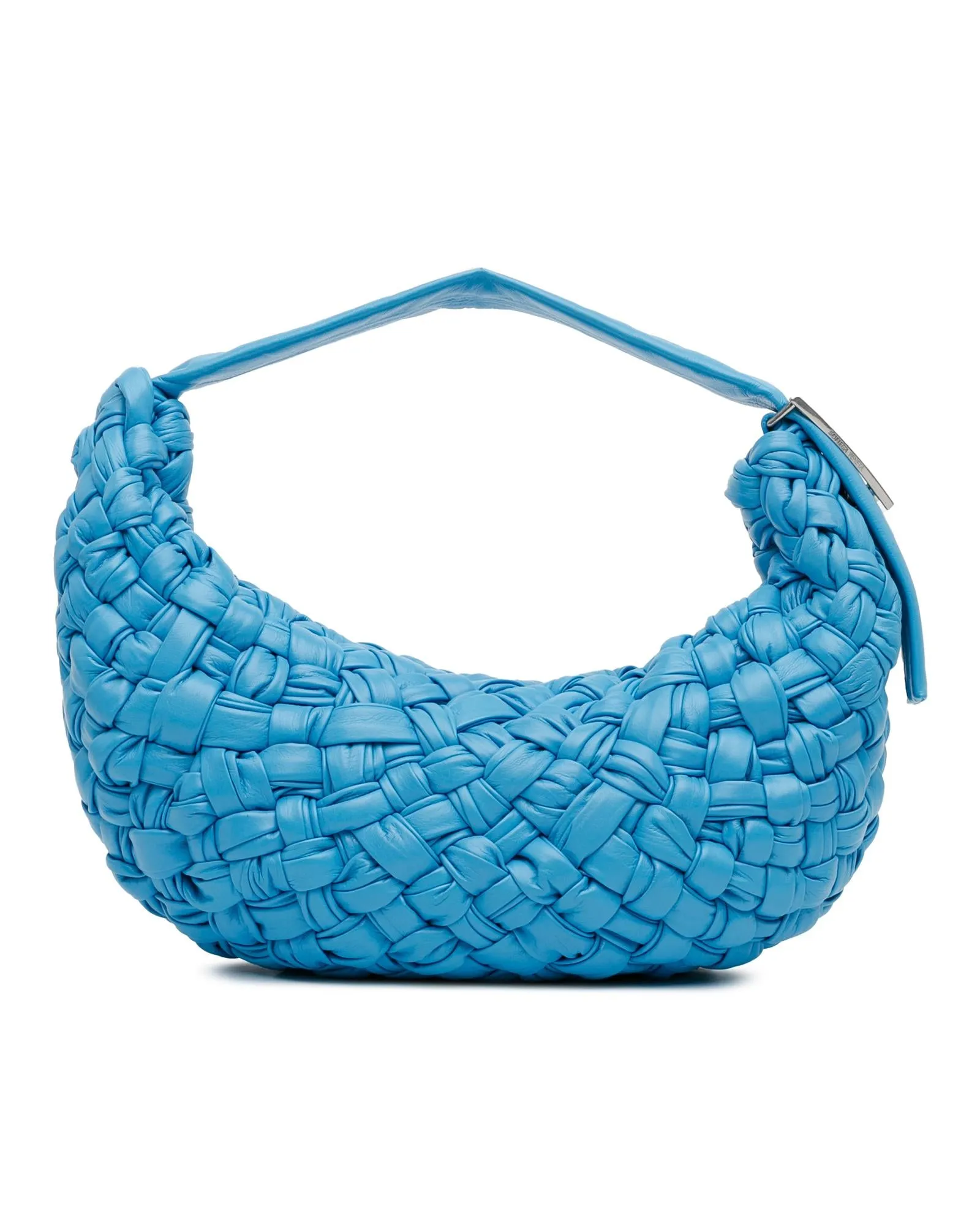 Woven Calfskin Leather Hobo Bag with Top Zip Closure